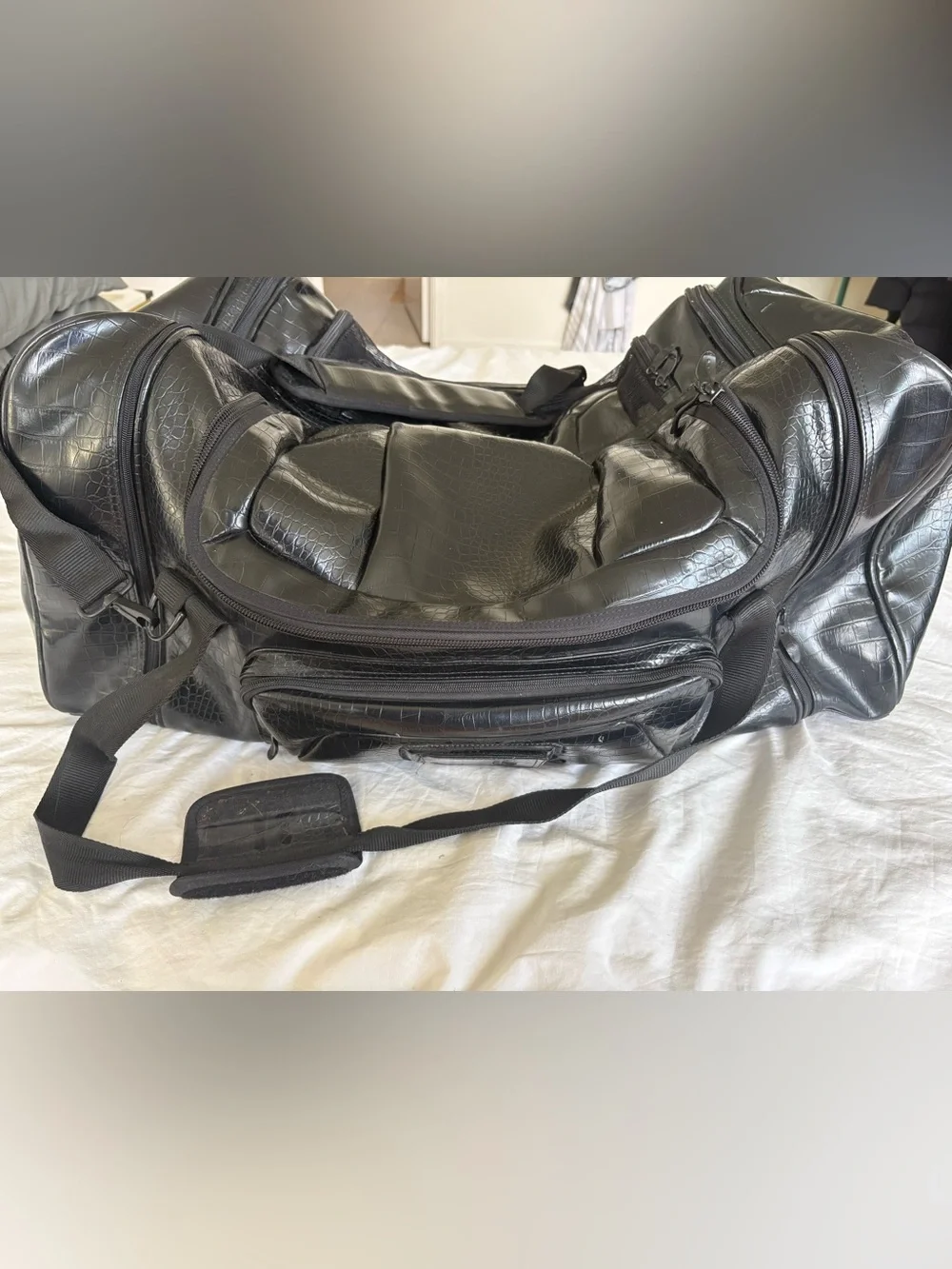 Vintage Burton Rider's Duffel Bag Crocodile Faux Leather Rare Y2K Gear Bag 73L
